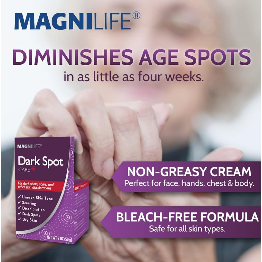 Magnilife Dark Spot Care, 2 Oz, No Bleach Formula For Pigmentation, Liver Spots, Scars, Discoloration & Uneven Skin Tone, With Bearberry & Licorice Root Extract, For Face, Chest, Hands And Body