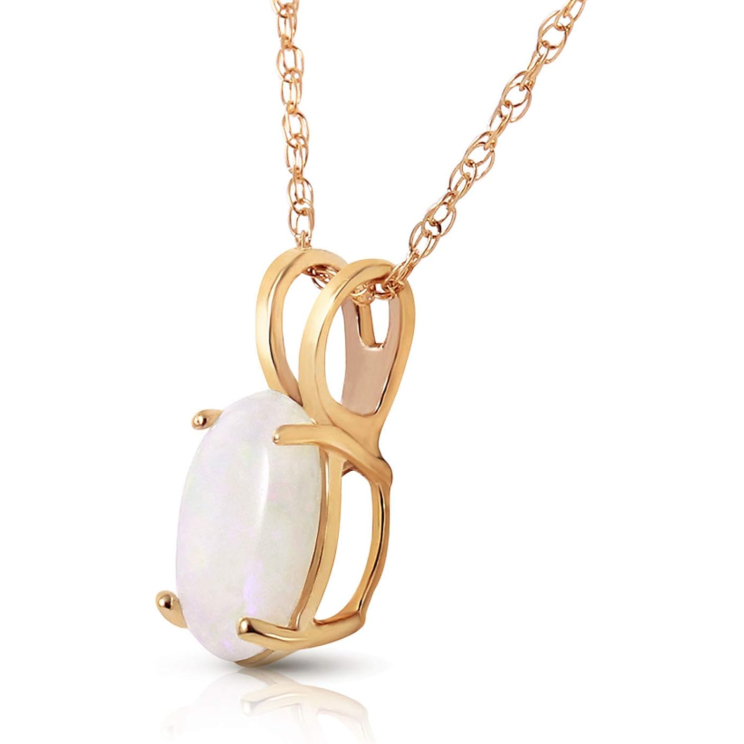 Galaxy Gold GG 14k Yellow, White, Rose Gold Oval-shaped Natural Opal Pendant Necklace