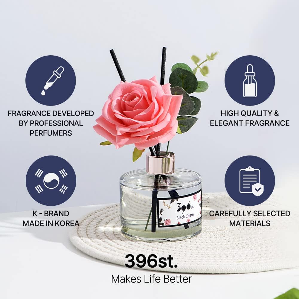 Rose Flower Reed Diffuser, Red Rose, 200Ml(6.7Oz) / Reed Diffuser Sets, Home Fragrance, Scented Oils, Home & Bathroom Décor