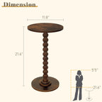 Round Side Table, Small Drink Table For Small Spaces, Modern Accent Nightstand With Solid Wood Leg For Living Room, Bedroom, Corners, And Office (Rustic Brown)