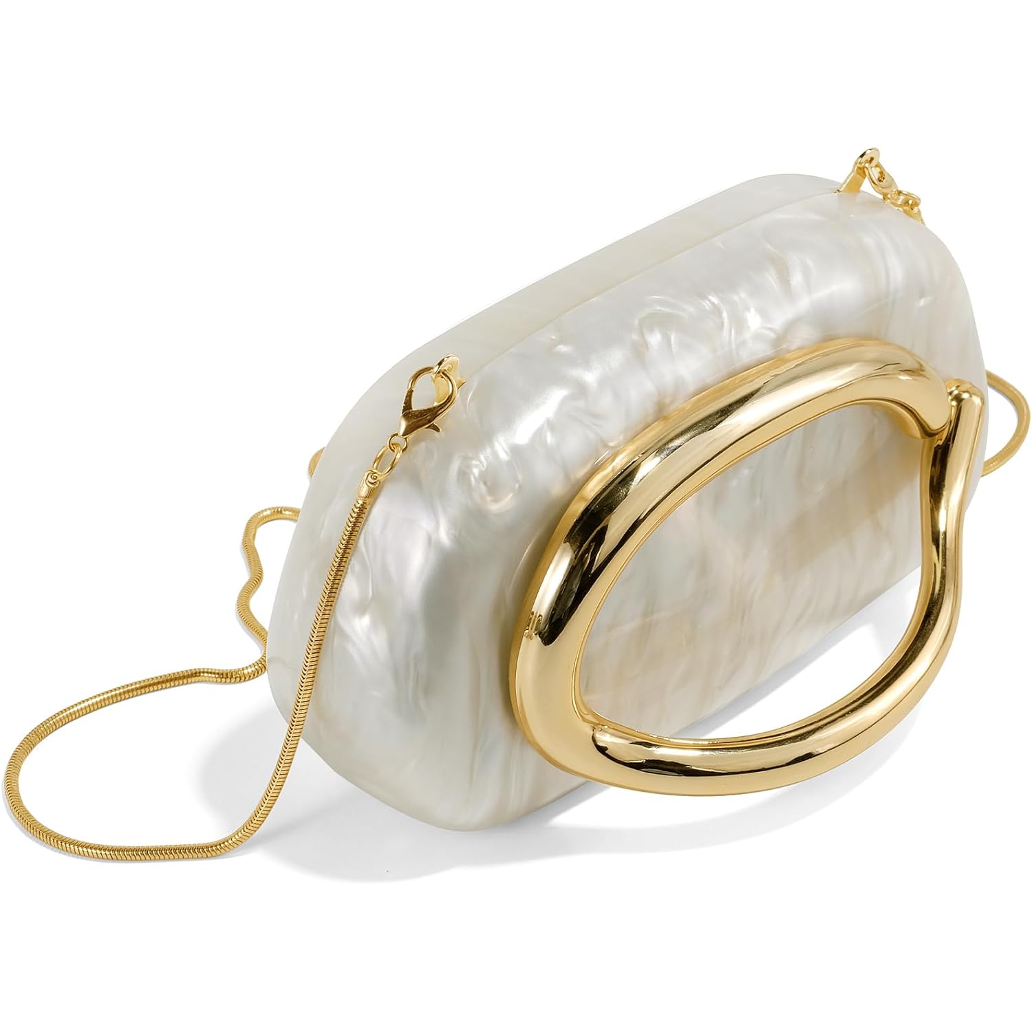 Clutch Purses for Women Formal, PU Leather/Marble Acrylic Evening Bags with Chain, Trendy Metal Handle Purses 2025