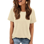 ATHMILE Womens Soft Basic T Shirt Summer Tops Short Sleeve Crewneck Tees Casual Teachers Cute Work Outfits Everyday Wear
