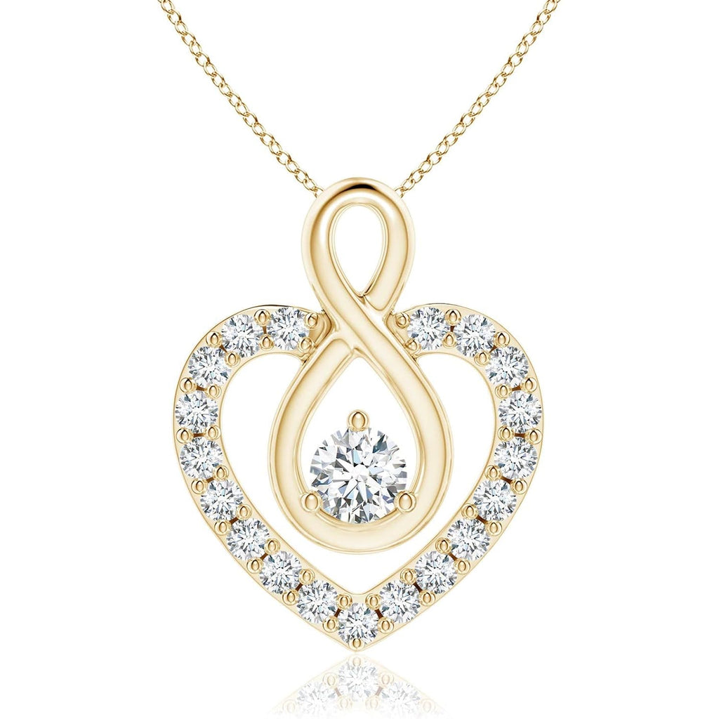 Angara Diamond Heart Necklace with Infinity Loop in 14K Solid Gold/Platinum | Natural Diamond Pendant for Women | April Birthday, Anniversary Jewelry Gift