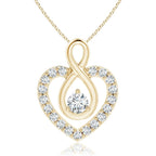 Angara Diamond Heart Necklace with Infinity Loop in 14K Solid Gold/Platinum | Natural Diamond Pendant for Women | April Birthday, Anniversary Jewelry Gift