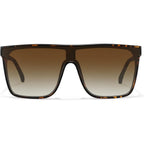 Trendy Square Oversized Sunglasses for Women Men Retro Flat Top Shield Sun Glasses UV Protection Once Piece Lens Tortoise Frame/Brown Lens