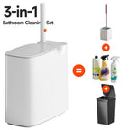 Bathroom Trash Can Set - Narrow White Plastic Small Trash Can, A Toilet Wand, Toilet Brush Holder And 36 Refills, 2 Gallon Trash Can With Pop-Up Lid, Suitable For Bathrooms And Small Toilets.