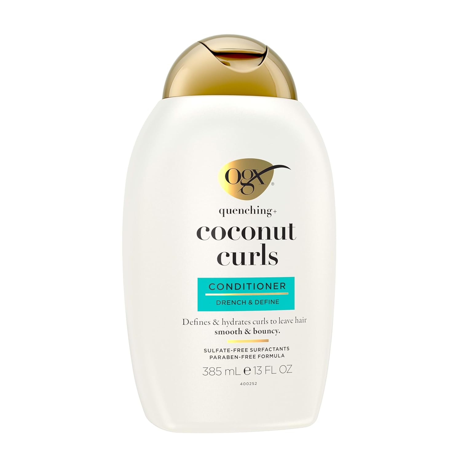 OGX Quenching + Coconut Curls Curl-Defining Conditioner, Nourishing Curly Hair Conditioner with Coconut /Citrus Oil & Honey, Paraben-Free with Sulfate-Free Surfactants, 13oz