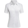 Button Down Shirts for Women Stretch Short Sleeve Dress Shirts for Women Collared Wrinkle Free Business Top Work Blouse