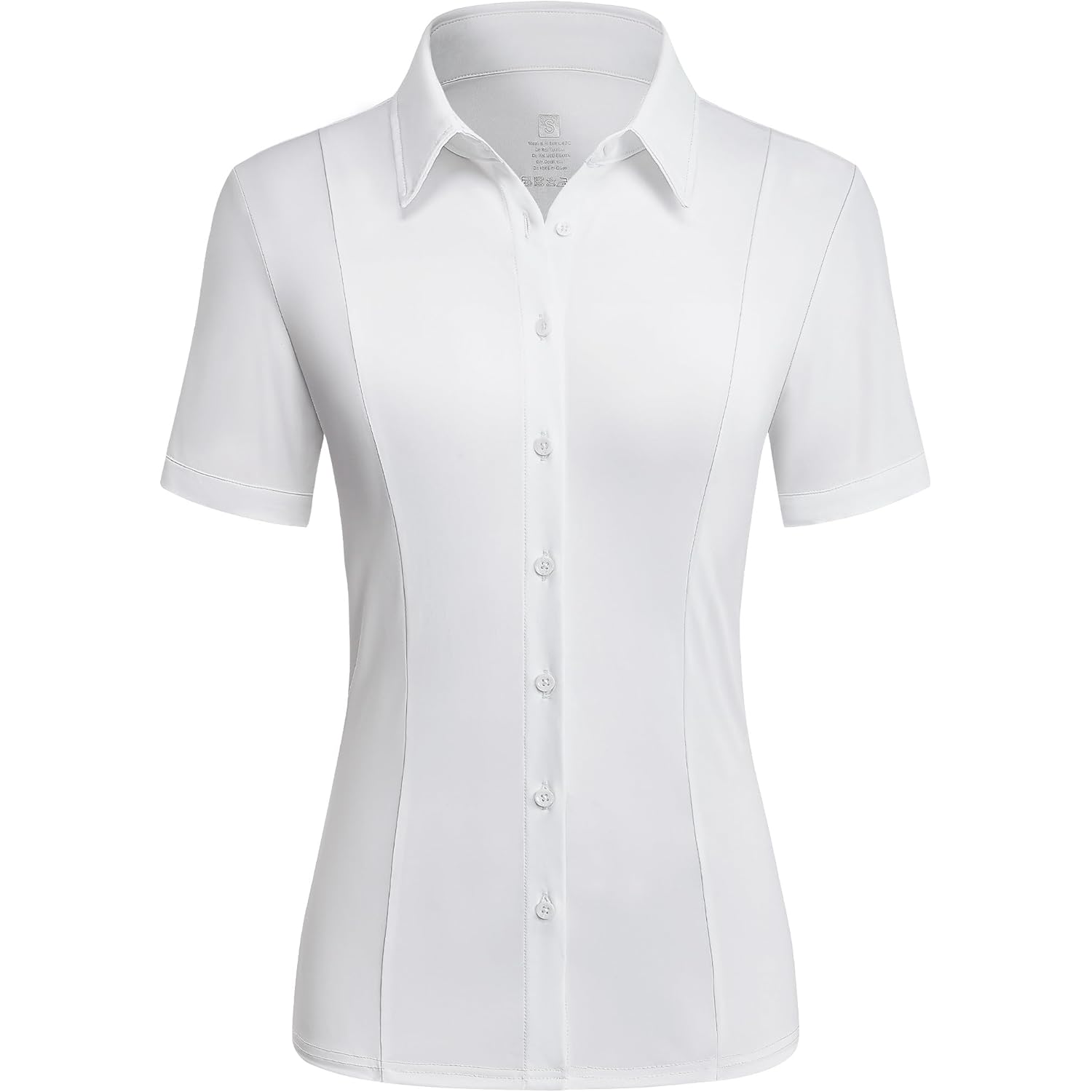 Button Down Shirts for Women Stretch Short Sleeve Dress Shirts for Women Collared Wrinkle Free Business Top Work Blouse