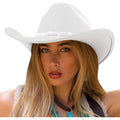 Dreshow Glitter Cowboy Hat Classic Western Rhinestone Cowgirl Hat Outdoor Wide Brim Retro Felt Fedora Hats Rolled Up Caps