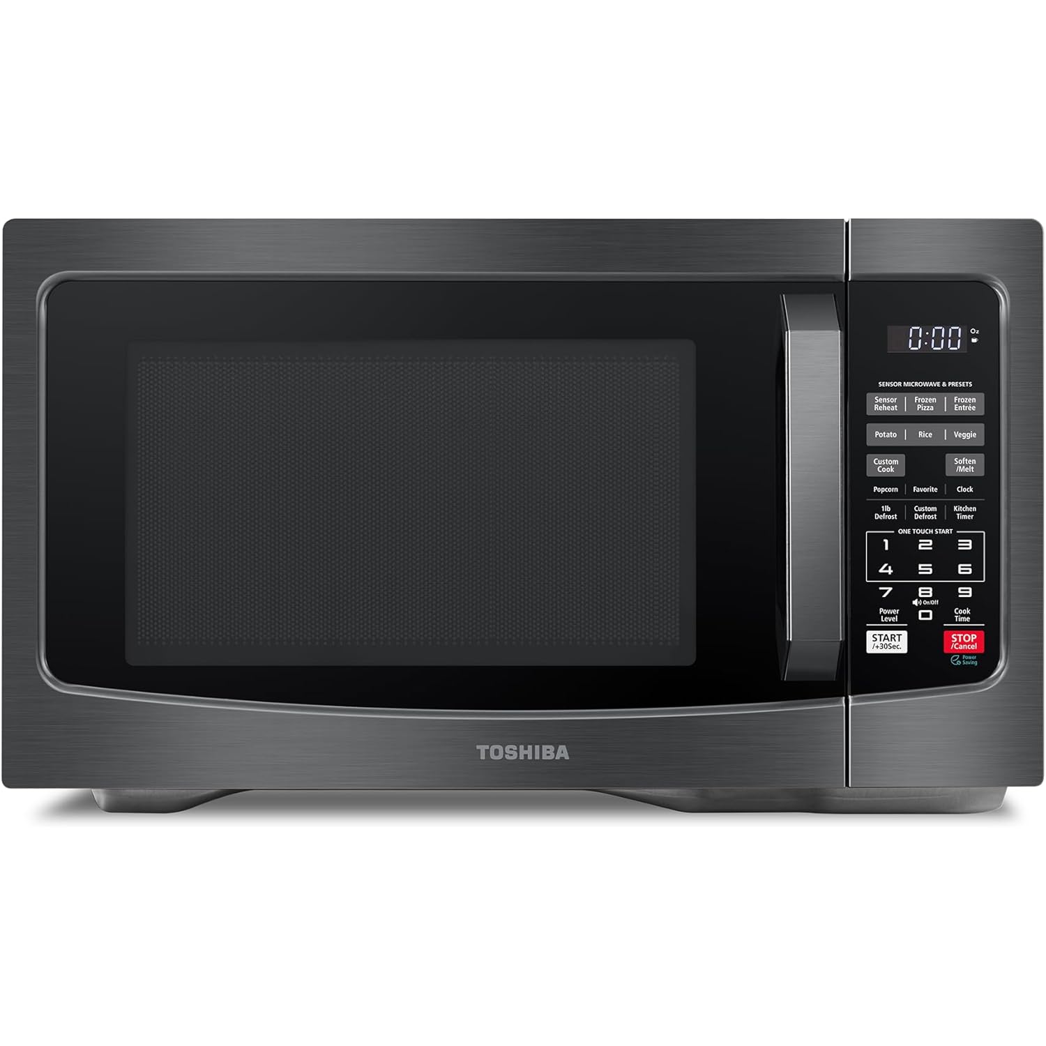 TOSHIBA EM131A5C-BS Countertop Microwave Ovens 1.2 Cu Ft, 12.4" Removable Turntable Smart Humidity Sensor 12 Auto Menus Mute Function ECO Mode Easy Clean Interior Black Color 1000W