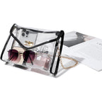 Clear Purse For Women Stadium Approved, Clear Crossbody Bag With Leather Edging For Concert Sports Events