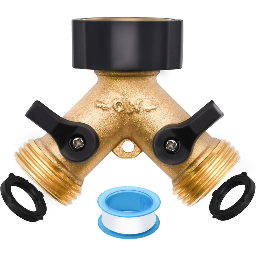 1/2/4 Pack 2 Way Hose Splitter, For 3/4" Hose Connector, With Rubber Washers & Tapes | For 3/4" Hose Connector