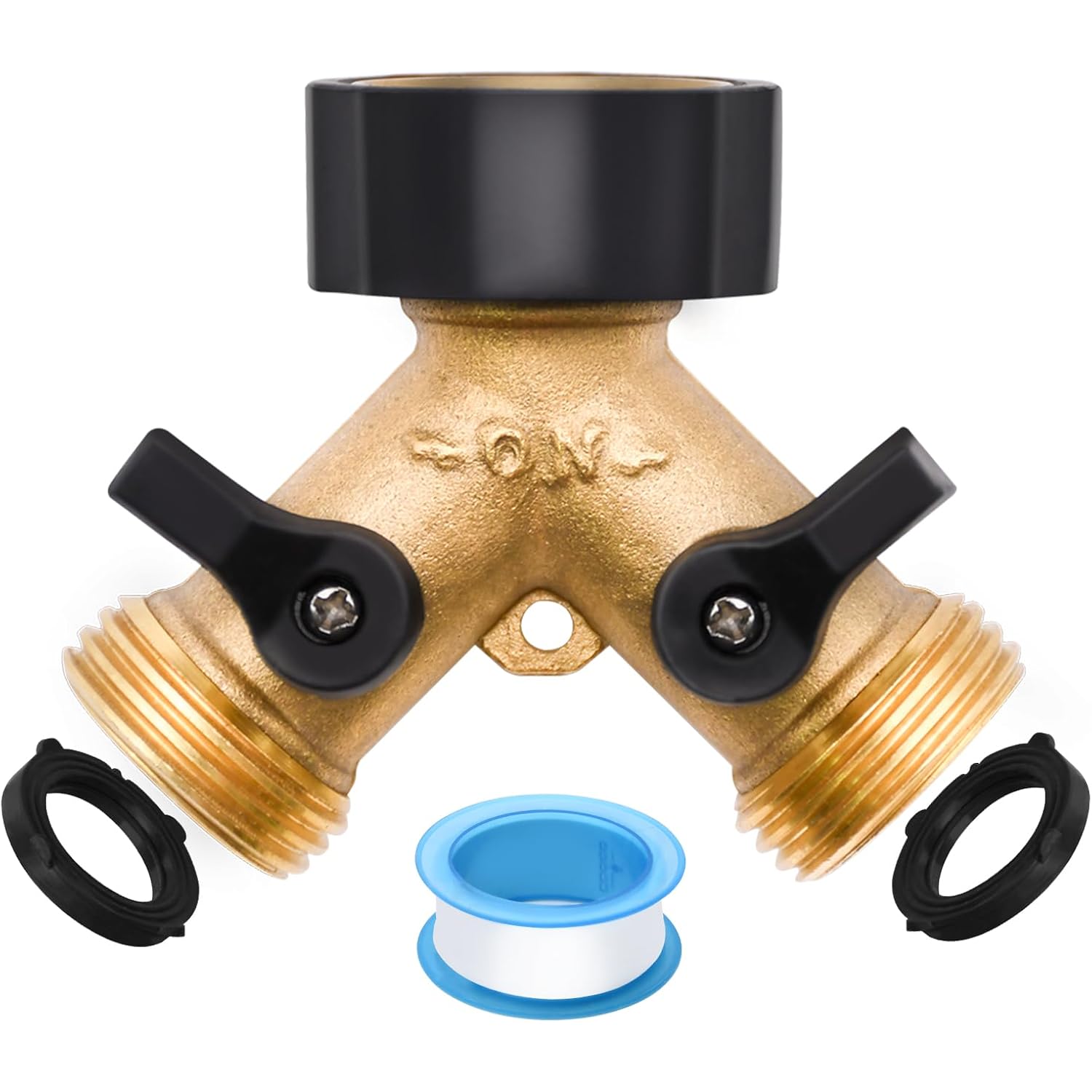 1/2/4 Pack 2 Way Hose Splitter, For 3/4" Hose Connector, With Rubber Washers & Tapes | For 3/4" Hose Connector