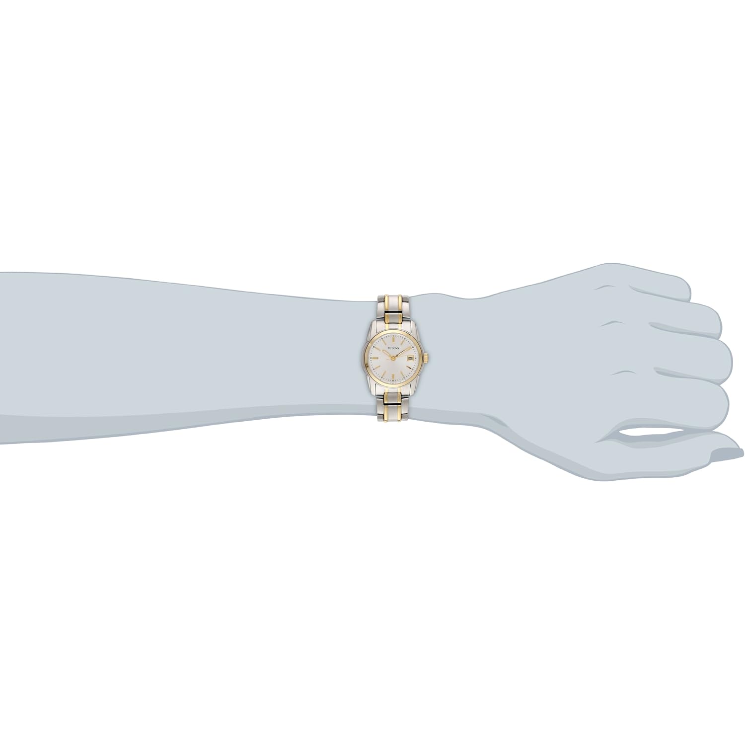 Bulova Ladies' Classic Two-Tone Stainless Steel 3-Hand Calendar Date Quartz Watch, Silver-White Dial (Style: 98M105)
