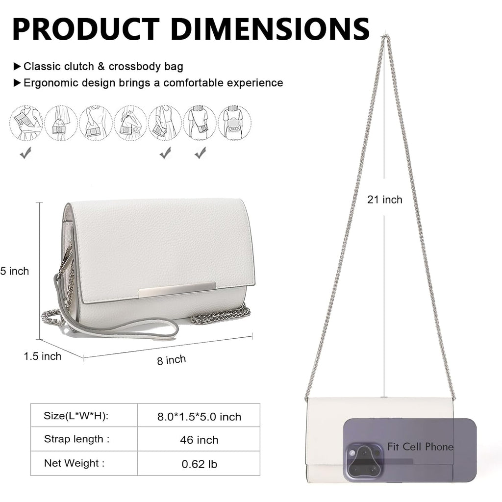 AFKOMST Versatile Clutch Purse for Women Wristlet Evening Bag and Small Summer Purse Crossbody for Formal Events or Daily Use | Vegan Leather, Fit Phone17 Pro Max, Passport
