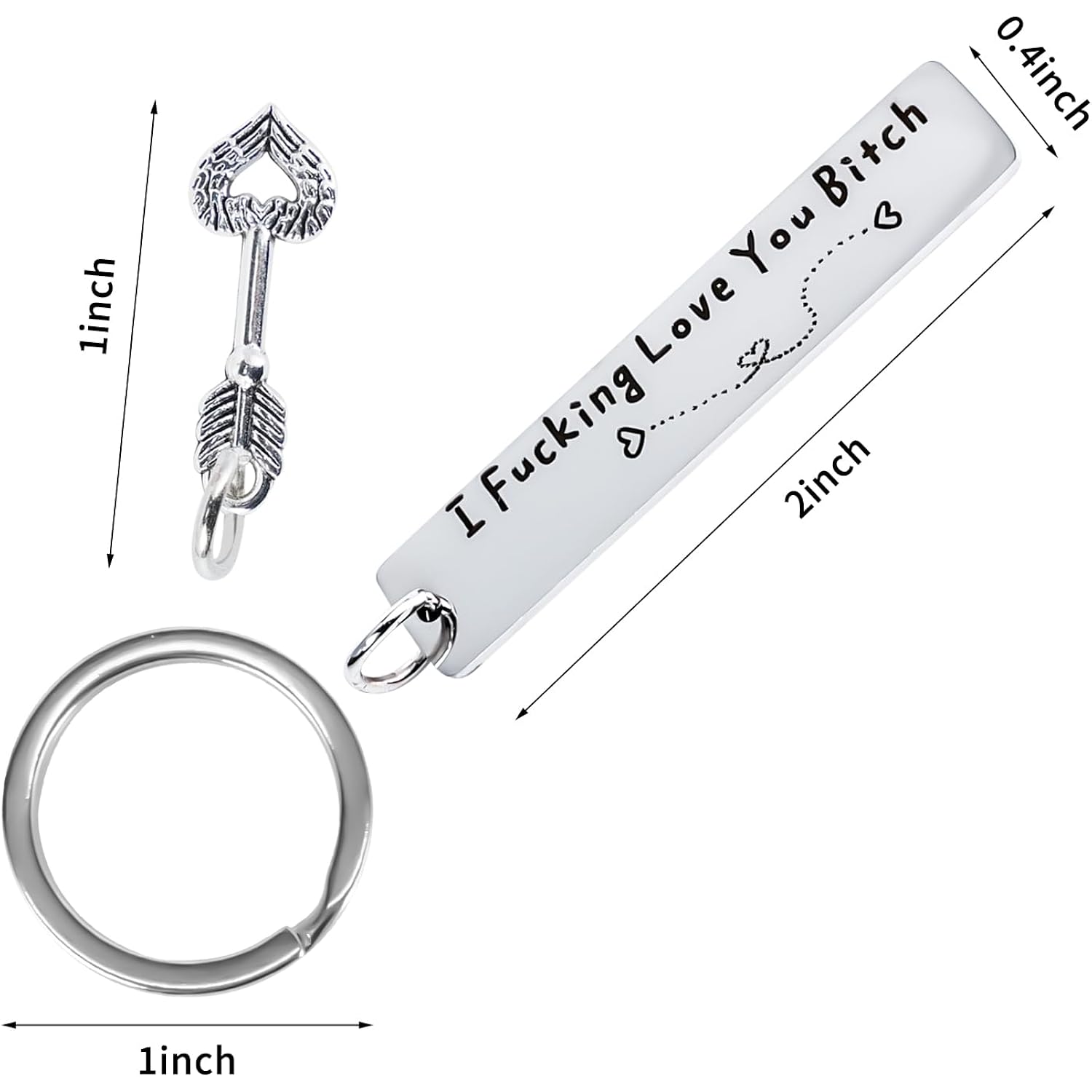 Teniinet Best Friend Keychain for Women, Stainless Steel Key Chain Engrave I Fking Love You Bith Birthday Christmas Friendship Gift for Bestie Best Friends Female Bff