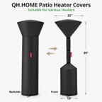 Patio Heater Covers, [2026 Upgraded Tear-Resistant Fabric] Waterproof With Robust Zipper,Dustproof/Wind/Sunlight/Snow-Resistant, (89"H X 33"D X 19"B ,Black)