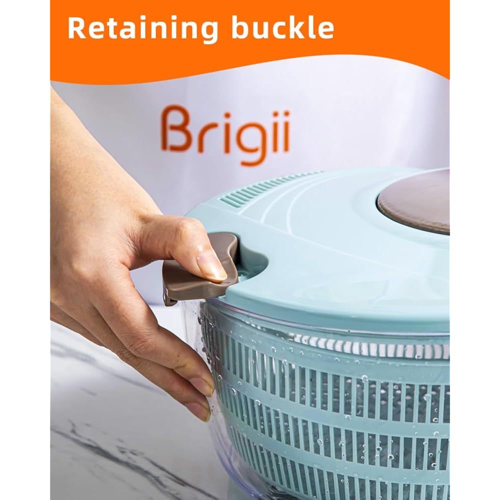 Brigii Salad Spinner, 4.24 Quart Lettuce Spinner With Double Drainage Holes, Salad Dryer For Washing, Spinning, And Draining Greens, Fruits, And Vegetables