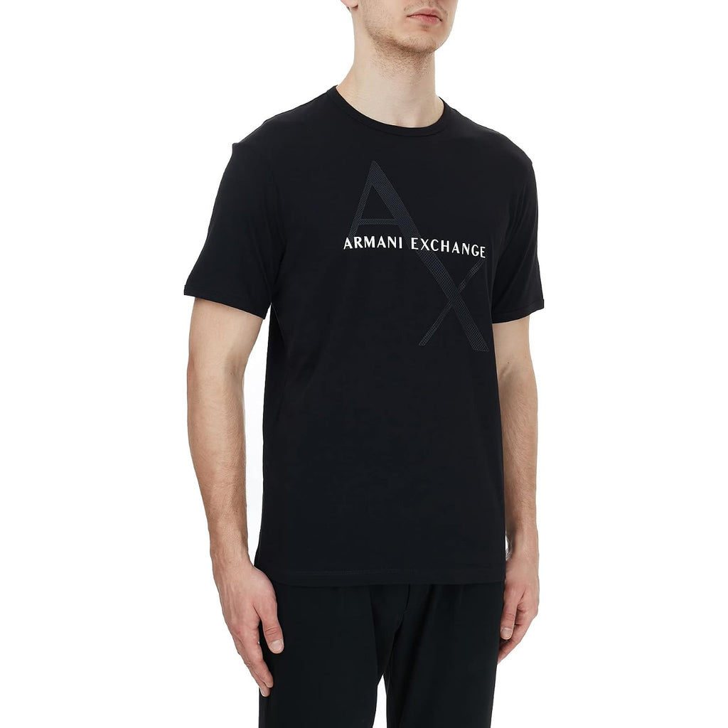 Armani Exchange Men'S Crew Neck Logo Tee T Shirt, Black, Large