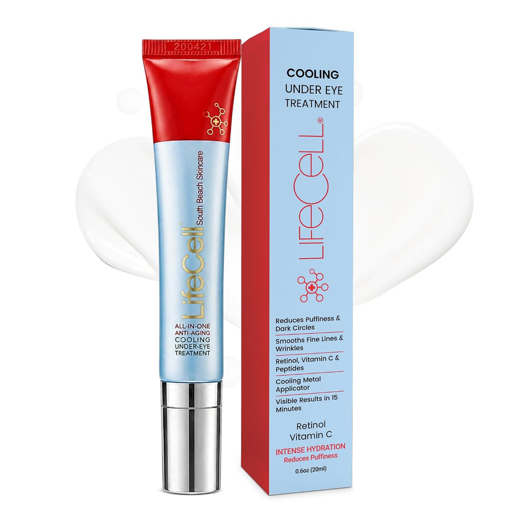 Lifecell All-In-One Eye Treatment – Anti-Aging Under Eye Cream For Puffiness, Dark Circles & Wrinkles – With Retinol, Vitamin C, Peptides & Hyaluronic Acid – Cooling Application