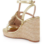 Floral Comfortable Wedge Sandals For Women 2026 Vacation Raffia Heels Ankle Wrap Espadrilles Casual Open Toe Platform Summer Shoes