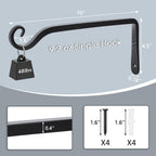 10" Heavy Duty Outdoor Plant Hanger Wall Bracket, 2 Pack | 48Lb Capacity,Rust-Resistant Finish,Easy Installation,Fit Hanging Baskets,Ideal For Bird Feeders & Lanterns