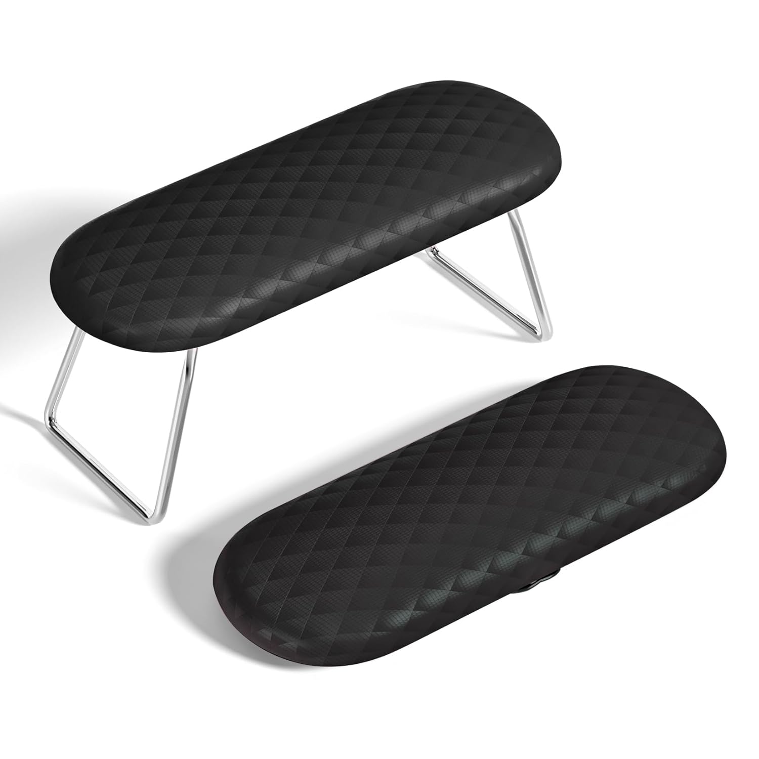 AORAEM Nail Arm Rest, Foldable Leather Nail Arm Rest with Non-slip Sleeve, Internal Sponge Filled Arm Rest Pillow with Metal Bracket, Nail Hand Rest for Home Use and Nail Salon Use (Black)