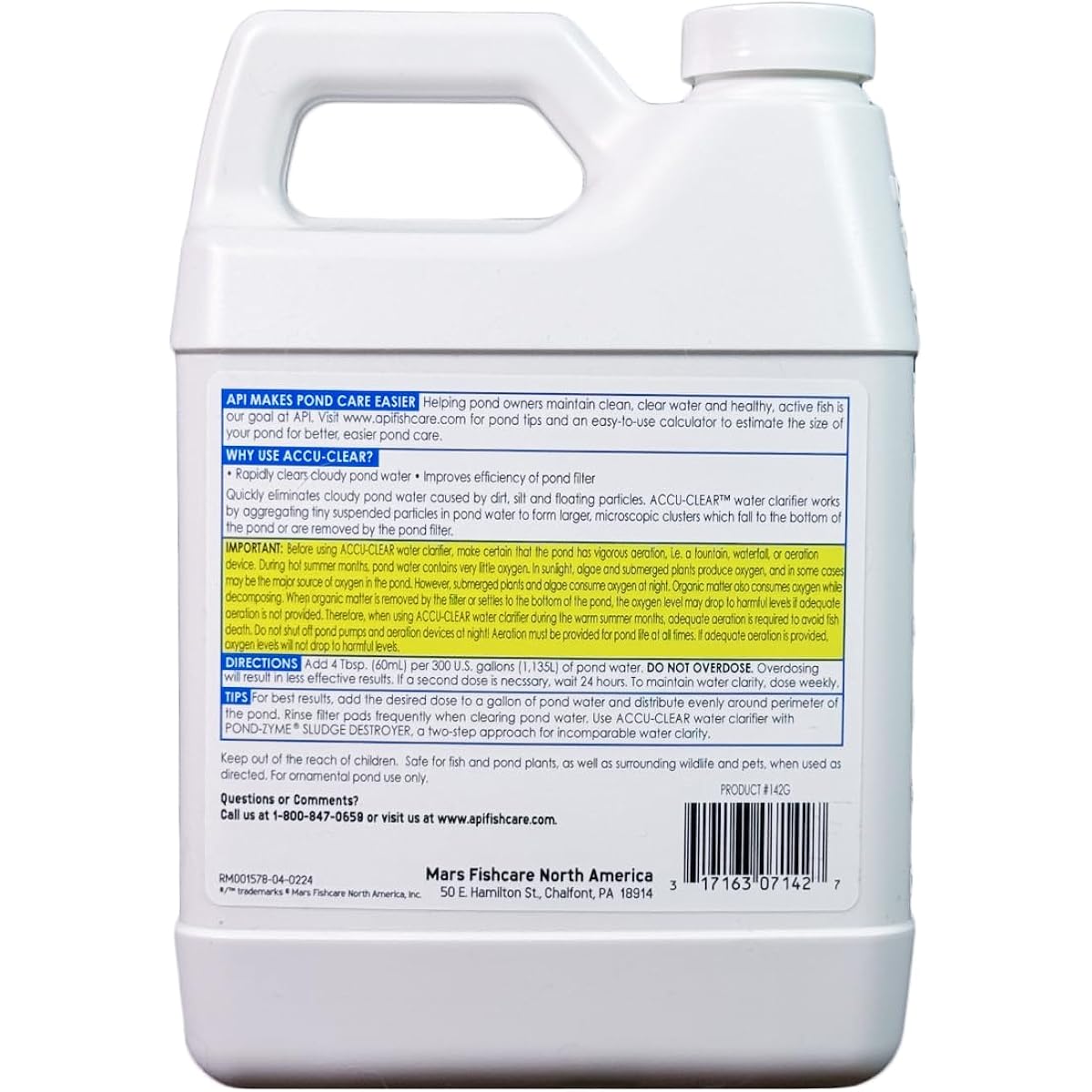 Api Pond Accu-Clear Pond Water Clarifier 32-Ounce Bottle