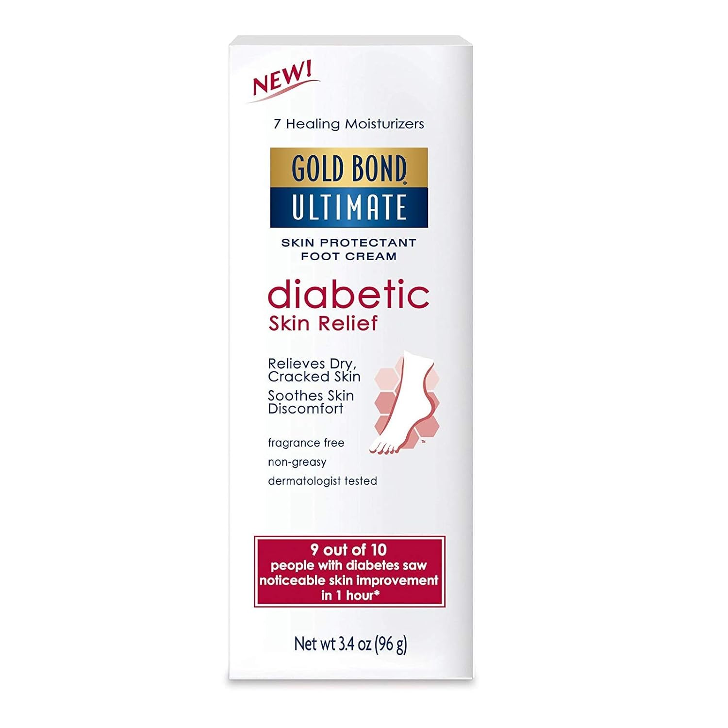 Gold Bond Ultimate Diabetic Skin Relief Skin Protectant Foot Cream 3.4 Oz