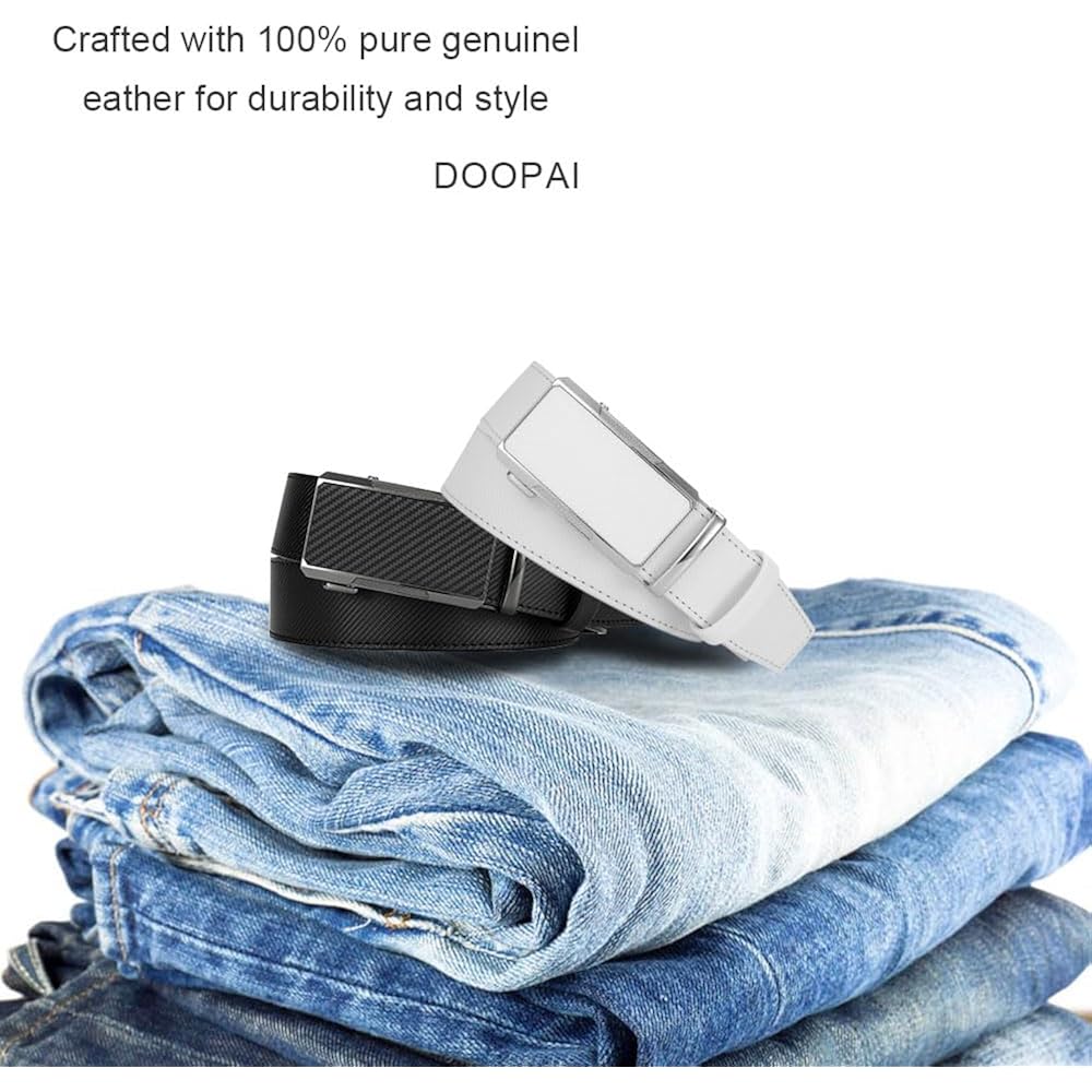 Men'S Adjustable Ratchet Belt -White Leather Dress Belt For Men, Customizable Fit, Easy To Use, Maximum Durability