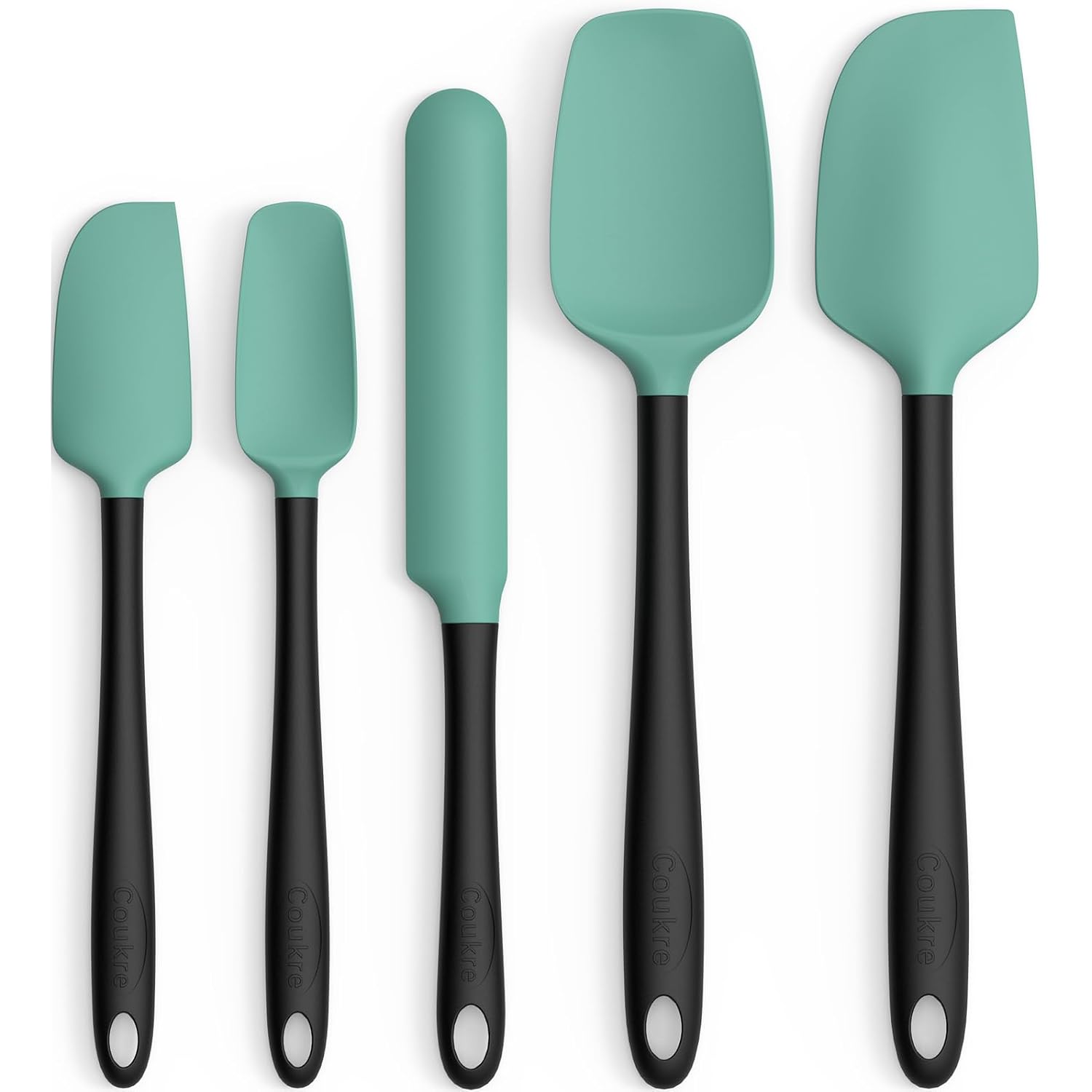 Silicone Spatula Set Of 5,High Temperature Resistant, Food Grade Silicone, Dishwasher Safe, For Baking, Cooking (Aqua Green)