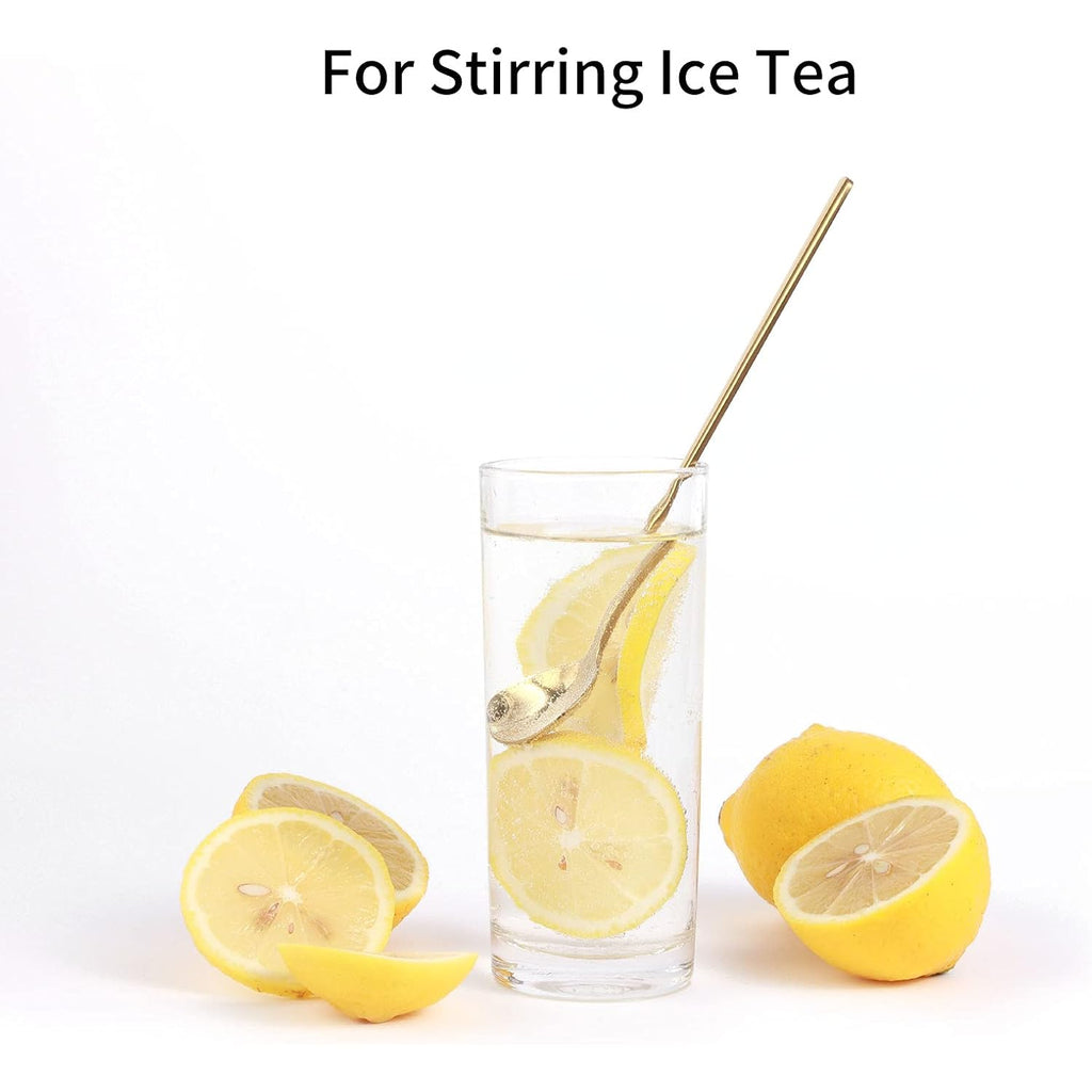 4 PCS 6.7 Inches Coffee/ Tea Spoons Long Handle, Gold, Ice Tea, Espresso Stainless Steel Long Spoons for Stirring