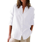 Button Down Shirts For Women Cotton Oxford Shirts Long Sleeve Dress Shirts Collared Blouses Work Casual Solid Tunic Tops