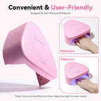 Compact Travel UV Nail Lamp for Gel Polish, Makartt 41mW/cm² Plug-in Nail Dryer with 5s Flash Cure, 99s Mode for Dark Thick Gels, Auto Sensor, 4 Timers & 18 LED Beads for Beginner Home DIY Gift (Pink)