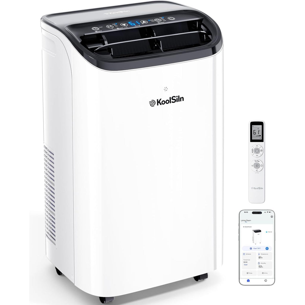 14,000 Btu Portable Air Conditioner With Wifi & Remote Control, Cools Up To 700 Sq.Ft, Auto-Evaporation Low Noise Portable Ac Unit For Large Room, Office, Garage, White