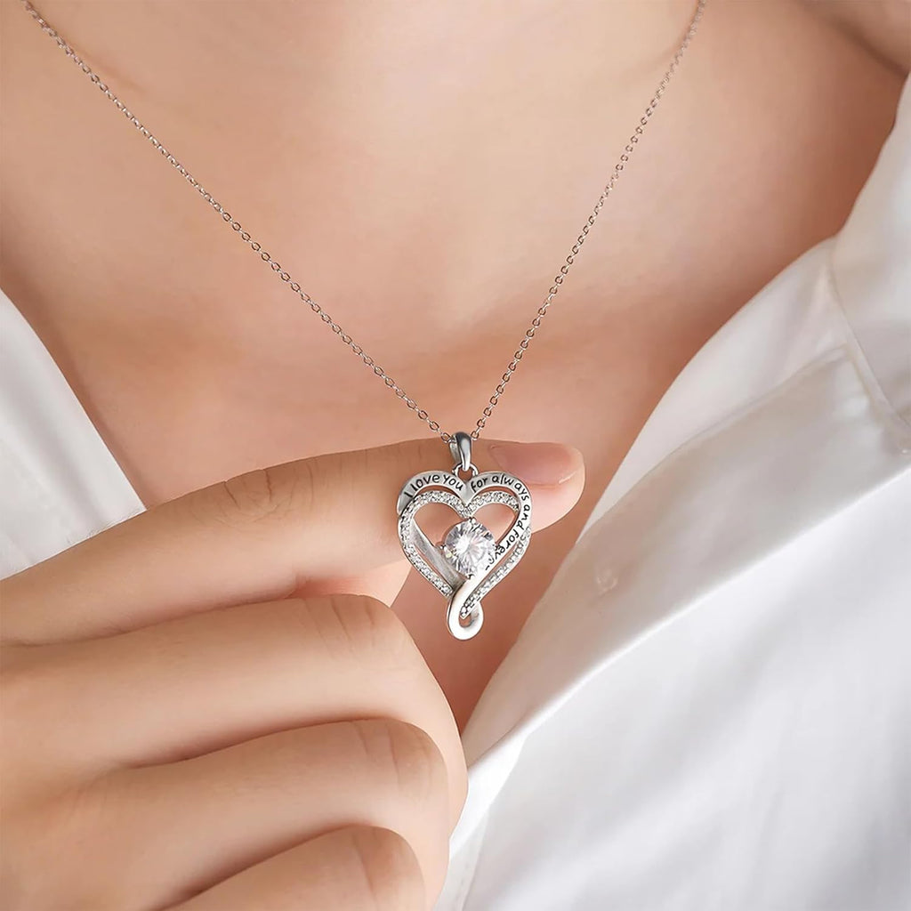 ziella Jewelry Forever Love Heart Necklaces for Wife,I Love You Necklace Valentine's Day Anniversary Birthday Jewerly Pendant Gifts for Women,