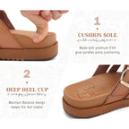 Kuailu Gladiator Sandals For Women With Comfortable Arch Support Summer Beach Walking Fisherman Slides Boho Outfits Flats Slip On Cushion Shoes Indoor Outdoor