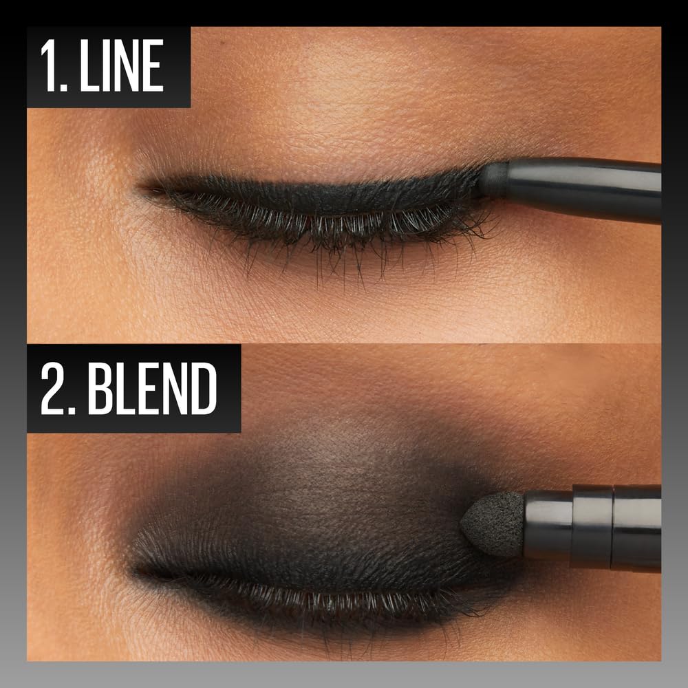 Maybelline Tattoo Studio Automatic Gel Pencil Waterproof Eyeliner, Blendable, Smudge Resistant, Matte Eyeliner For Up To 36Hr Wear, Pitch Black (Smokey Black), Packaging May Vary