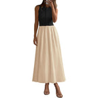 Prettygarden Maxi Dresses For Women 2026 Summer Casual Sleeveless Patchwork Flowy Vacation Sundress Knit Long Work Tank Dress
