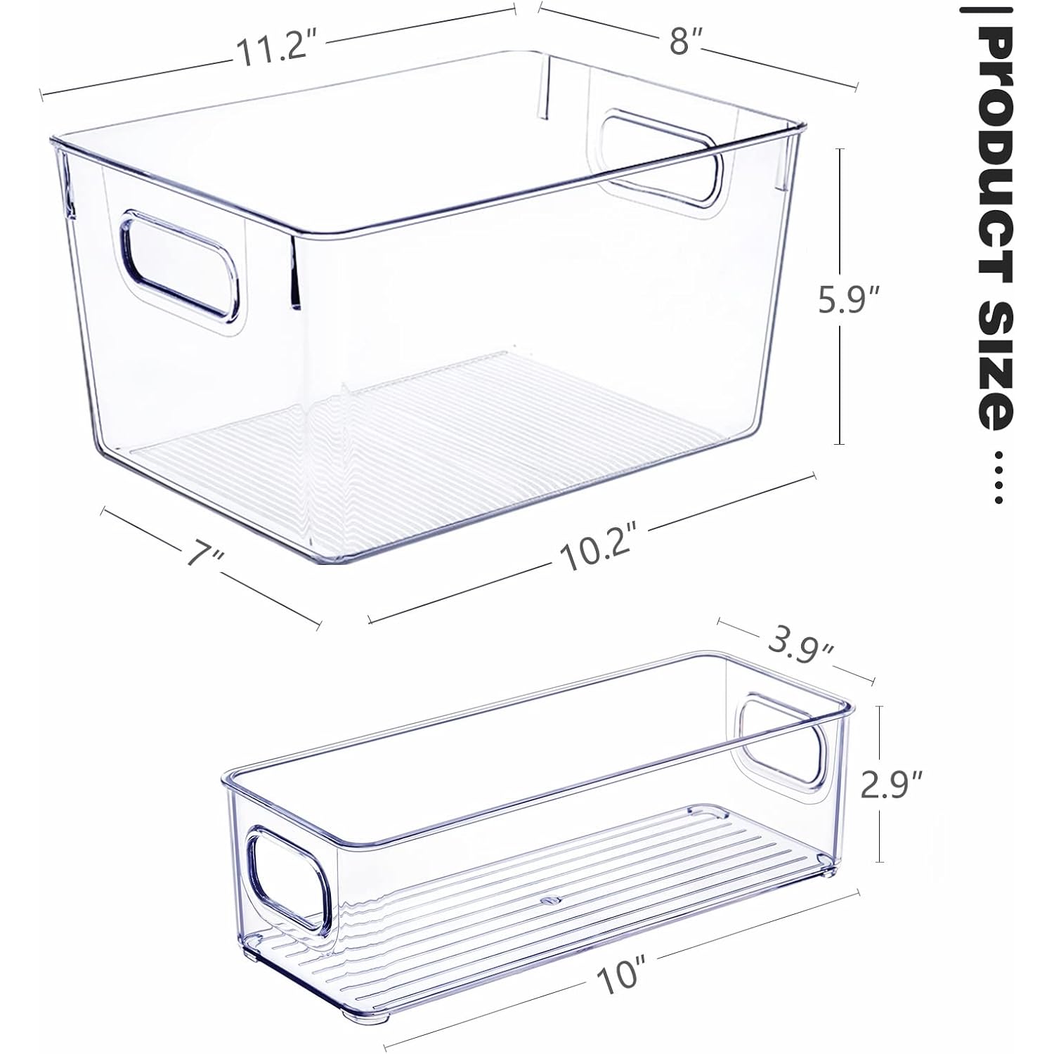 SKTEET Set of 8 Clear Plastic Storage Bins, 4 Large and 4 Small Stackable Storage Containers for Pantry Organization and Kitchen Storage Bins,Home Edit and Cabinet Organizers