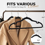 100 Pack Velvet Hanger For Shirt Pants Dresses Skirts Suits Jackets - Slim Space Saving Design - Standard Coat Hanger - Sturdy & Durable Design With Shoulder Grooves Hook