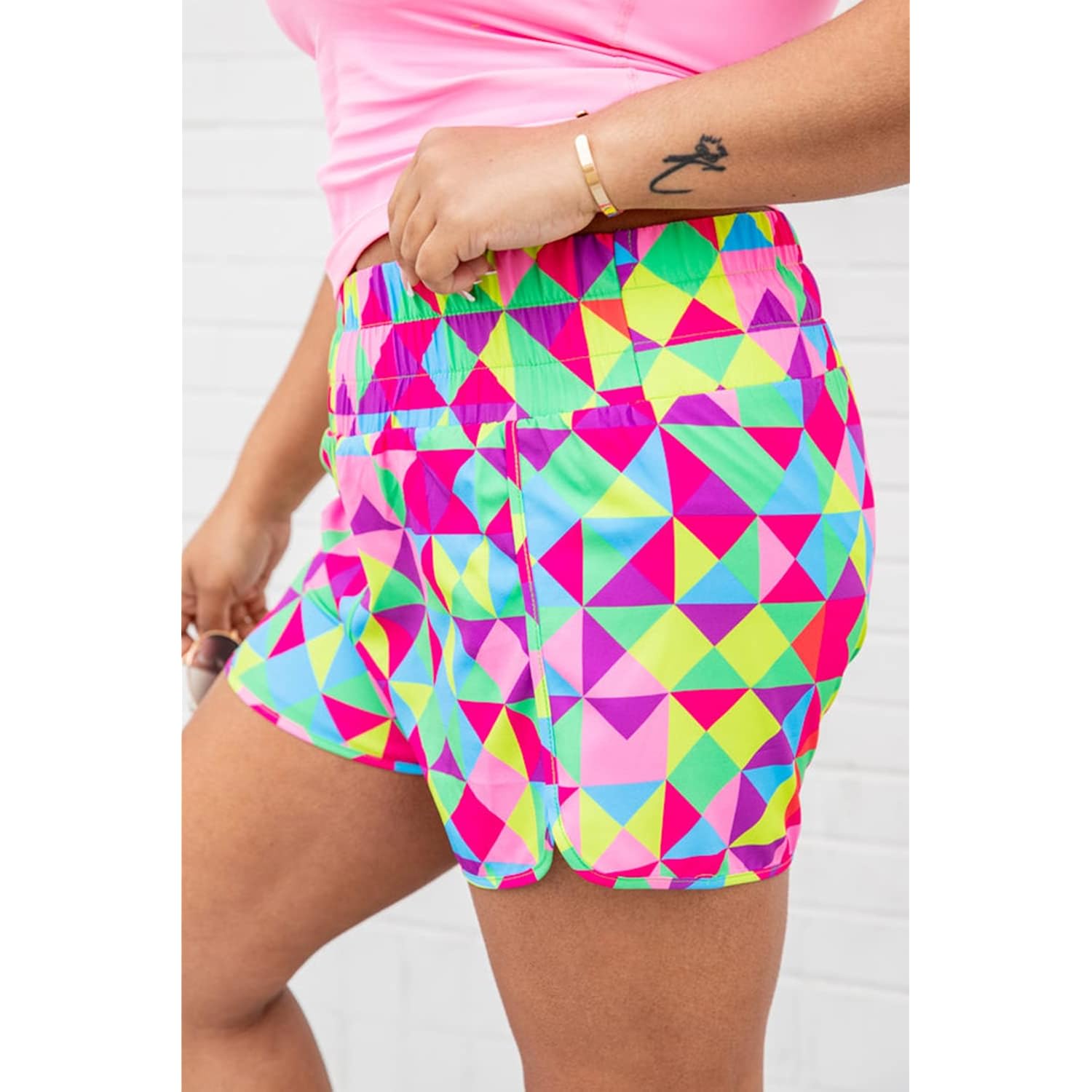 Shorts for Women Casual Pink Leopard High Waisted Athletic Shorts Shirred High Waist Daily