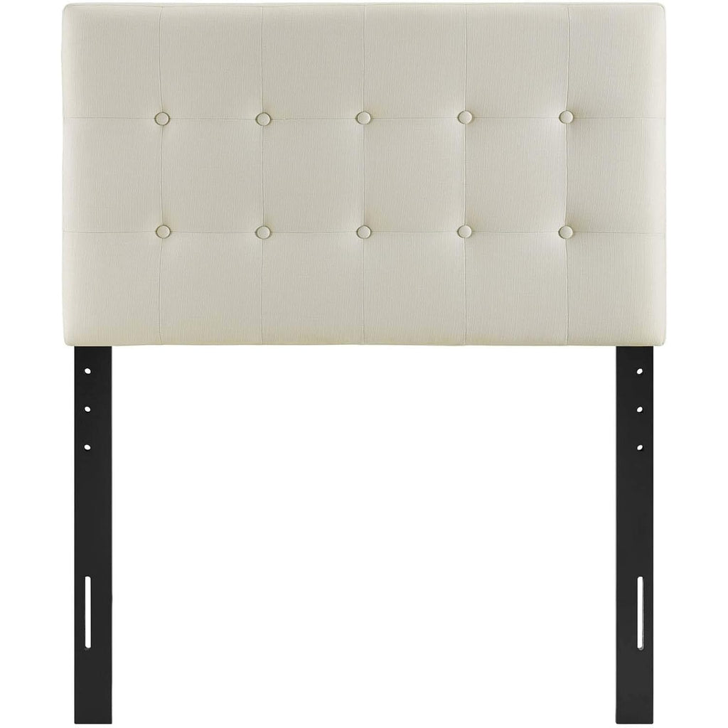 Modway Emily Tufted Button Linen Fabric Upholstered Twin Headboard In Ivory