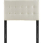 Modway Emily Tufted Button Linen Fabric Upholstered Twin Headboard In Ivory