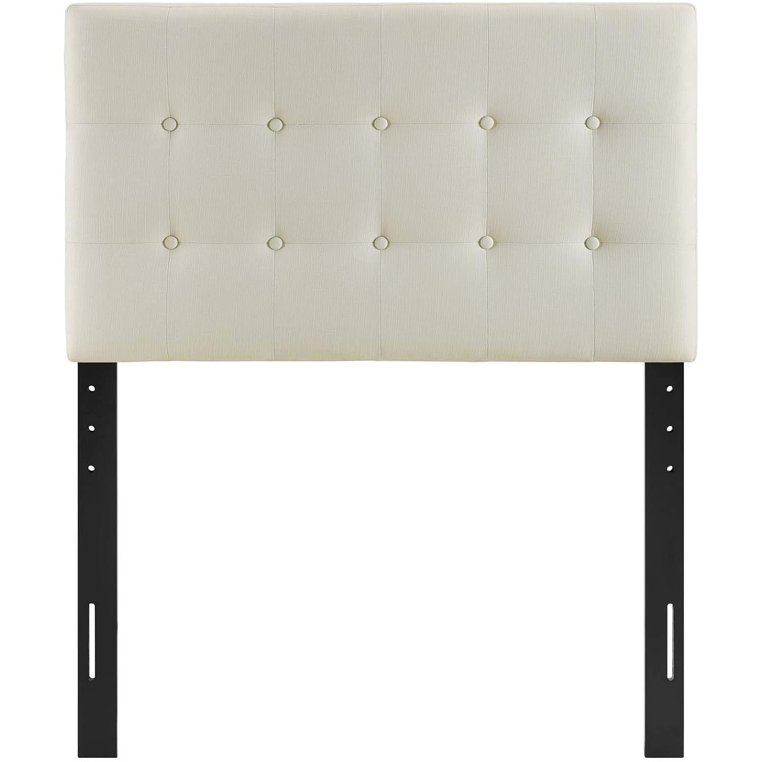 Modway Emily Tufted Button Linen Fabric Upholstered Twin Headboard In Ivory