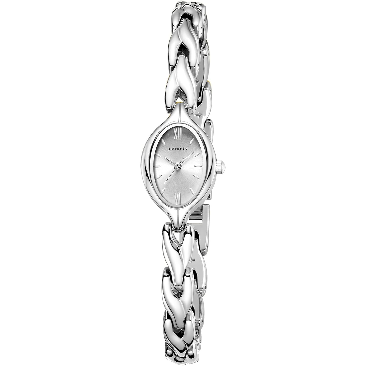 Jiandun Vintage Women'S Oval Bracelet Watch, Waterproof Stainless Steel Band With Adjustment Tool, Retro Ladies Quartz Wristwatch, Perfect For Daily Wear And Special Occasions