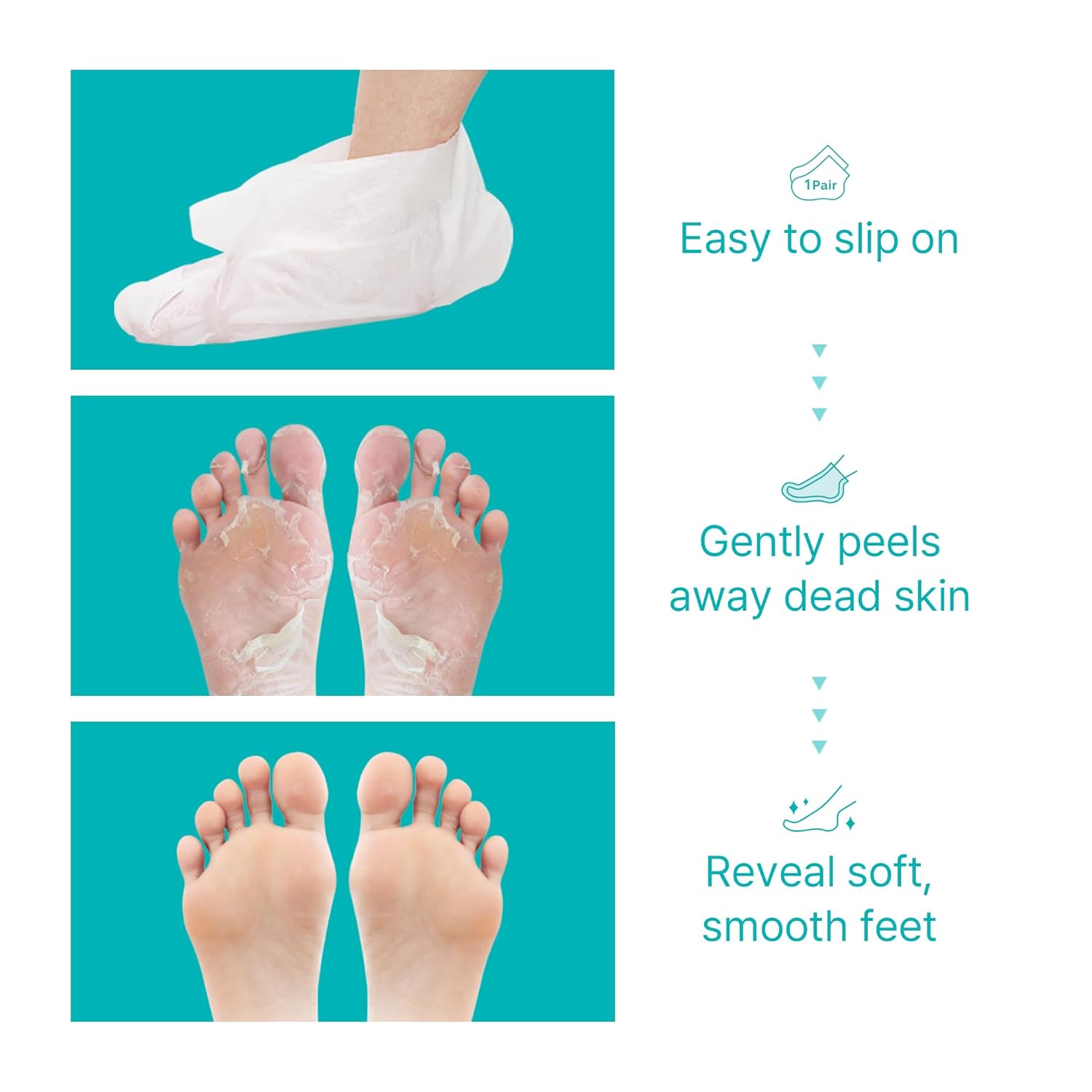 Ariul Smooth & Pure Foot Peel Mask, Nourishing Foot Peeling Socks for Dark, Dull Feet & Dead Skin Removal, Korean Skincare, 2 Pairs (Rice)