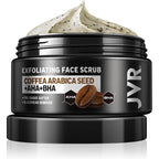Jvr Face Scrub For Men, Facial Scrub For Deep Exfoliating, Cleansing Blackheads, Ingrown Hair, Pre-Shave Soften, Organic Formulated With Coffee Extract, Aha And Bha Face Exfoliator (4.23 Oz)