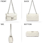 Quilted Crossbody Bags For Women - Small Leather Cross Body Shoulder Handbags Satchel Designer Evening Chain Purses | Cute Pendant Charm
